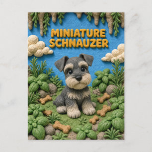 Cartão Postal Filhote de Schnauzer Miniatura Fofo, Cachorrinho