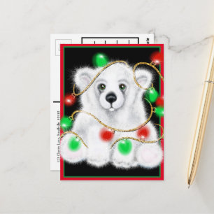 Cartão Postal Filhote de urso polar fofo de Natal, filhote de ur