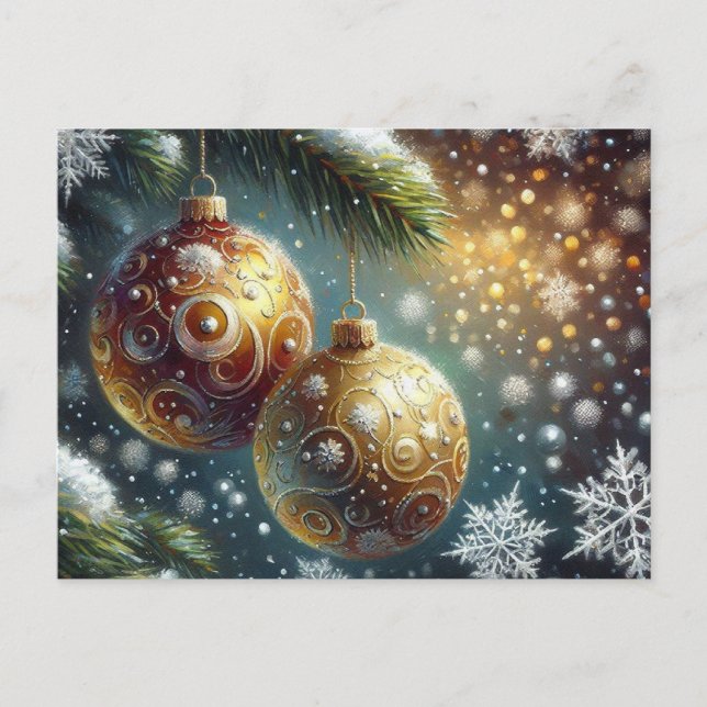 Cartão Postal Filial de Natal com Douradas Bolas (Frente)