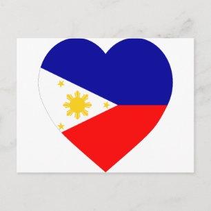 Cartão Postal Filipinas Flag Heart