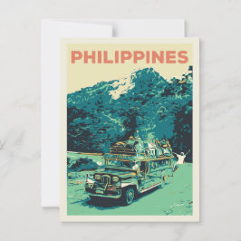 Cartão Postal Filipinas, jeepney em Luzon, central de cordilheir