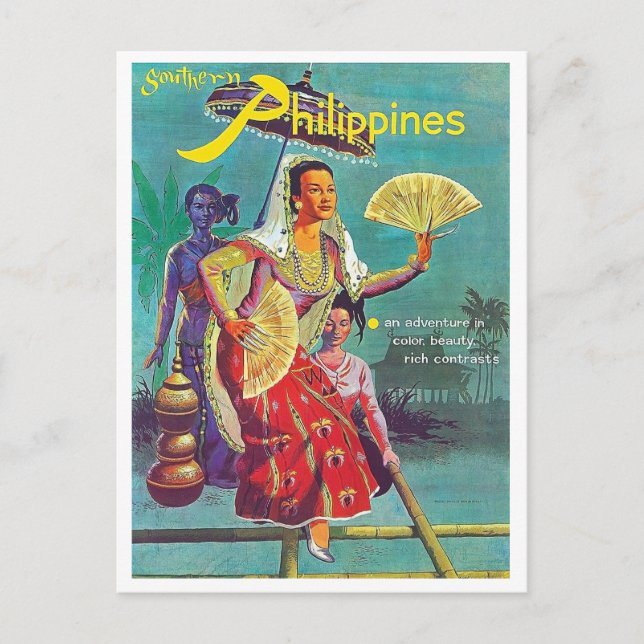 Cartão Postal Filipinas, mulheres em fantasias tradicionais (Frente)