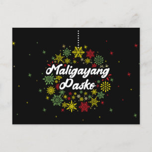 Cartão Postal Filipinas Natal Maligayang Pasko Snowflakes