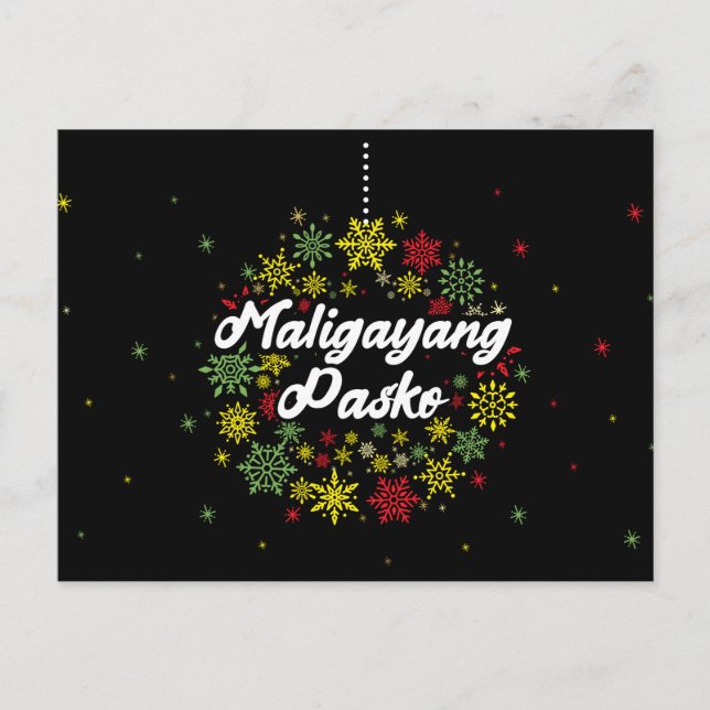 Cartão Postal Filipinas Natal Maligayang Pasko Snowflakes (Frente)
