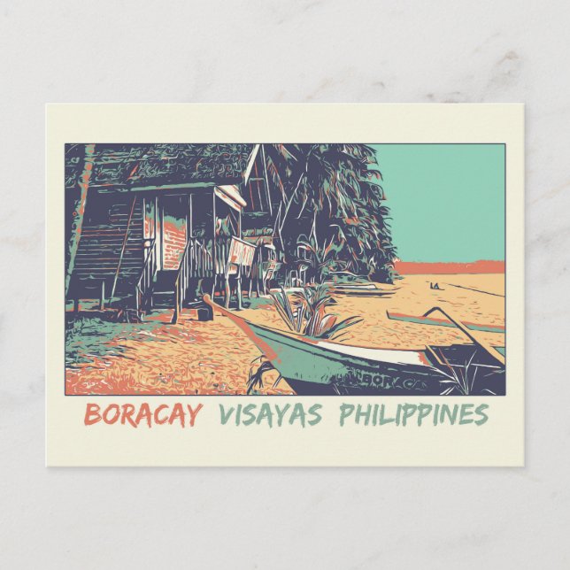 Cartão Postal Filipinas, praia de Boracay nas ilhas Visayas (Frente)