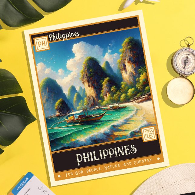 Cartão Postal Filipinas | Vintage Painting (Criador carregado)