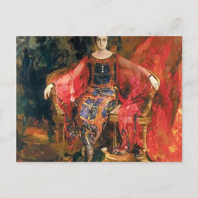 Cartão Postal Filipp Malyavin - Retrato de Alexandra Balashova (Frente)