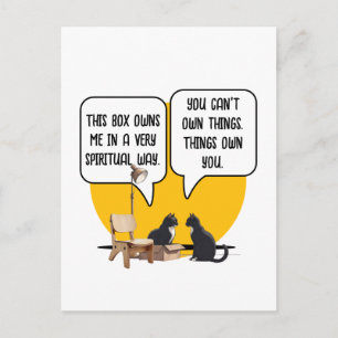 Cartão Postal Filosofia do Gato Materialista Humor