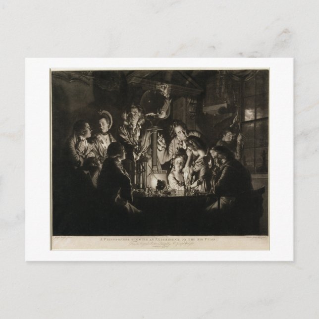 Cartão Postal Filósofo Shewing an Experiment on Air Pum (Frente)