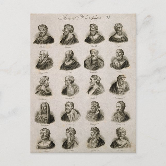 Cartão Postal Filósofos Antigos Pensadores Retratos Vintage (Frente)