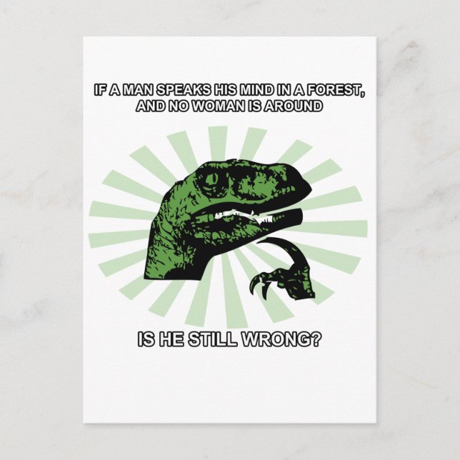 Cartão Postal Filosoraptor Homens e Mulheres (Frente)