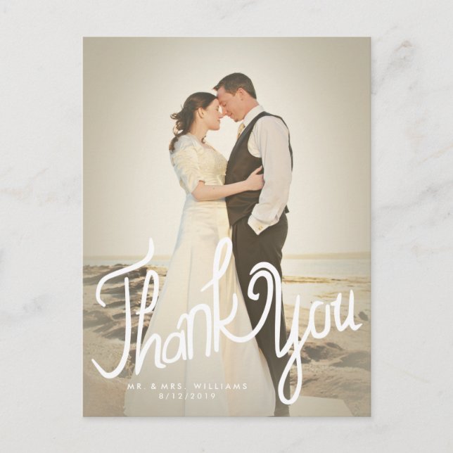 Cartão Postal Filtro de Foto de Escrita Manual Divertida Obrigad (Frente)