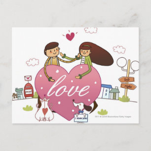 Cartão Postal Fim-acima de um casal que guardara uma forma do