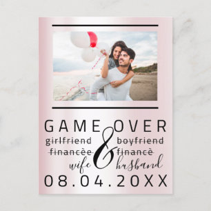 Cartão Postal Fim de Jogo Magro Divertido Salvar Data Casal Foto