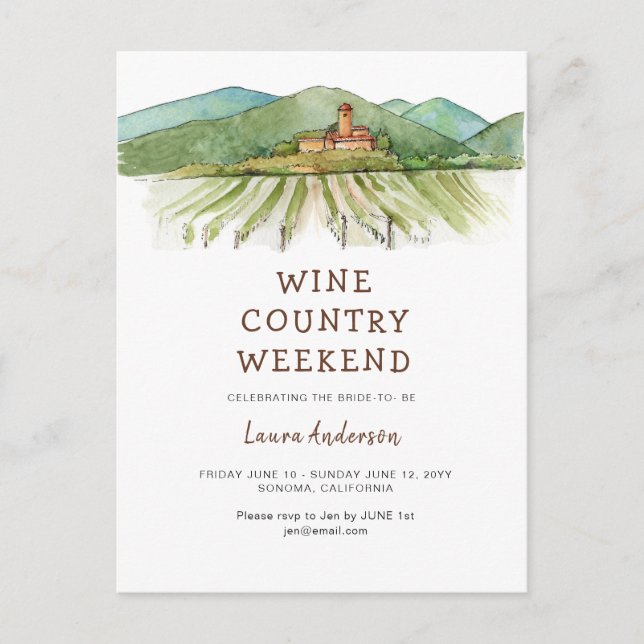 Cartão Postal Fim de semana de despedida de solteira em vinhedo  (Frente)