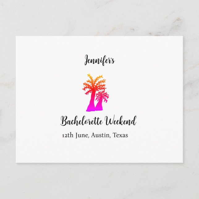 Cartão Postal Fim de semana de solteira clube da árvore de coco  (Frente)