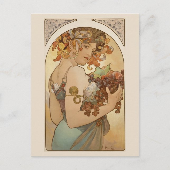 Cartão Postal Fine Art Nouveau Jugendstil Mucha (Frente)