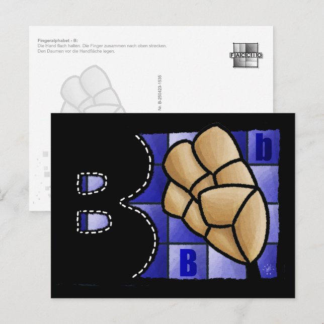 Cartão Postal Fingeralphabet B (Frente/Verso)