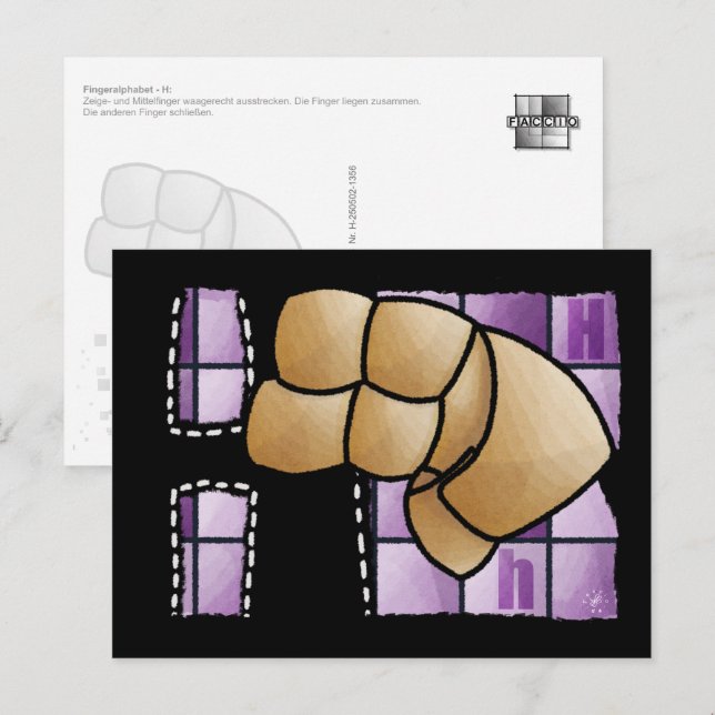Cartão Postal Fingeralphabet H (Frente/Verso)