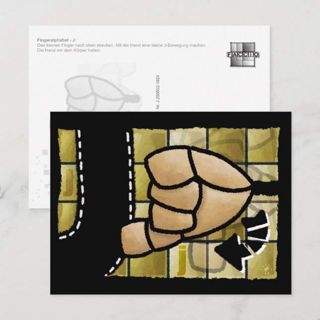 Cartão Postal Fingeralphabet J (Frente/Verso)