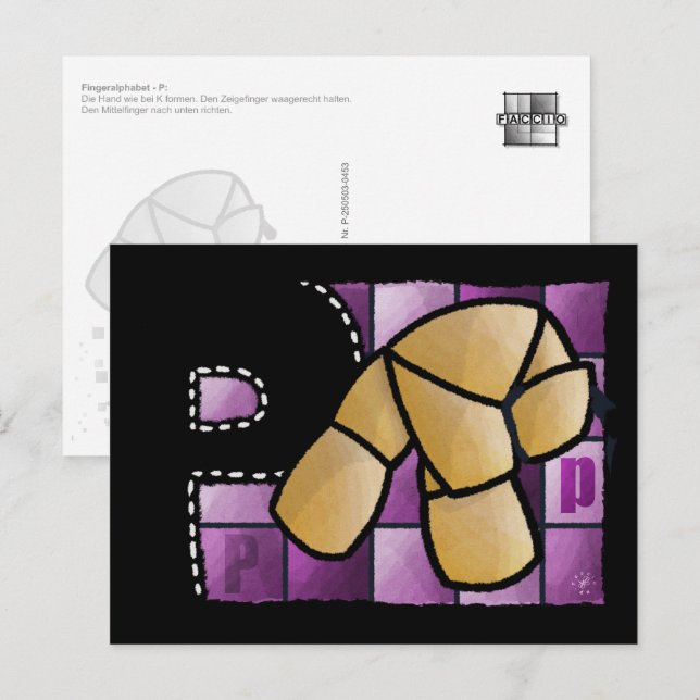 Cartão Postal Fingeralphabet P (Frente/Verso)