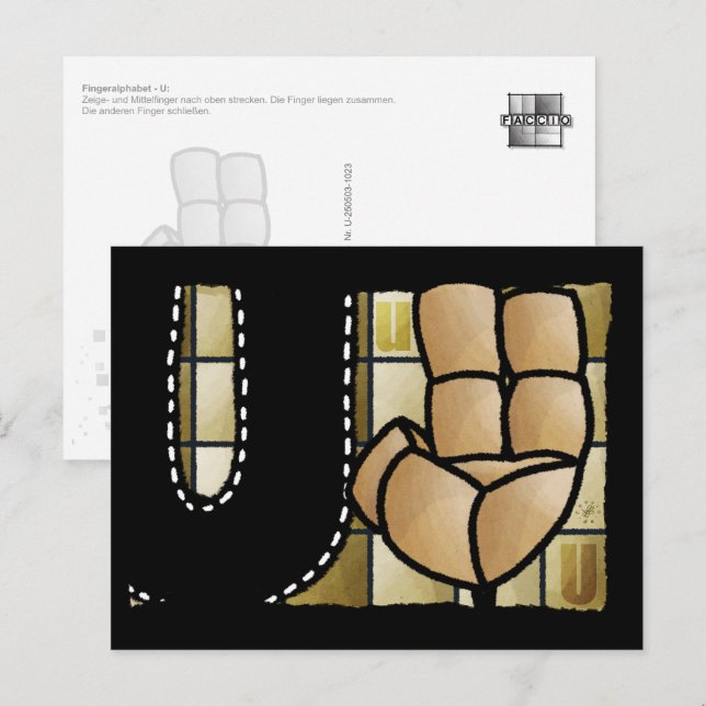 Cartão Postal Fingeralphabet U (Frente/Verso)