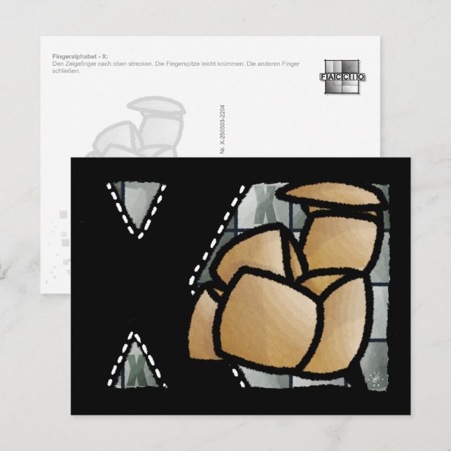 Cartão Postal Fingeralphabet X (Frente/Verso)