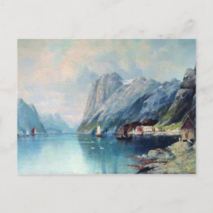Cartão Postal Fiord na pintura da Noruega por lev Lagorio
