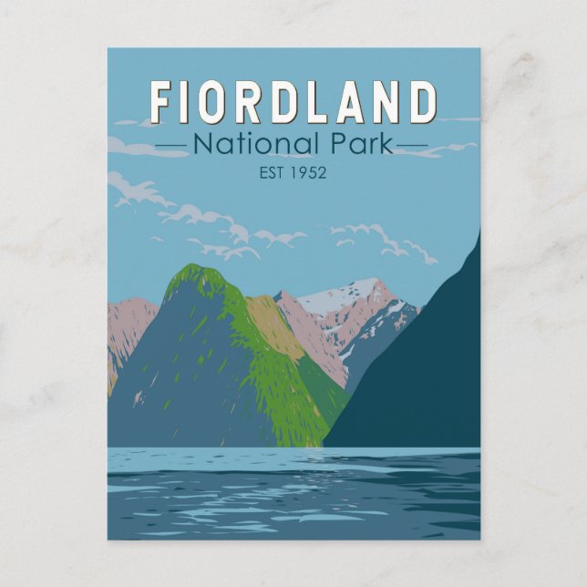 Cartão Postal Fiordland National Park Nova Zelândia Viagem Art (Frente)