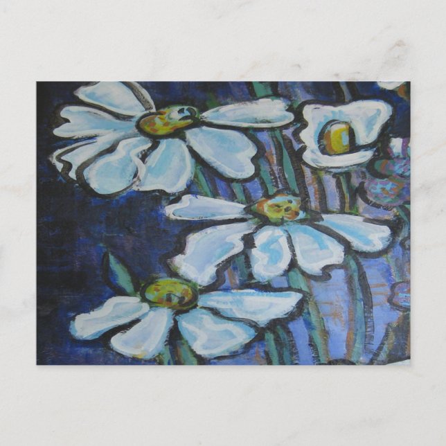 Cartão Postal Fiore, margaridas pintadas (Frente)