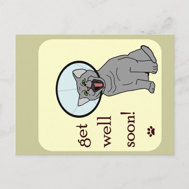 Cartão Postal Fique Bem Em Breve | Gato com Cone (Frente)