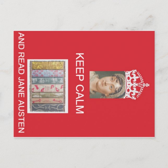 Cartão Postal Fique Calmo, Leia Jane Austen (Frente)