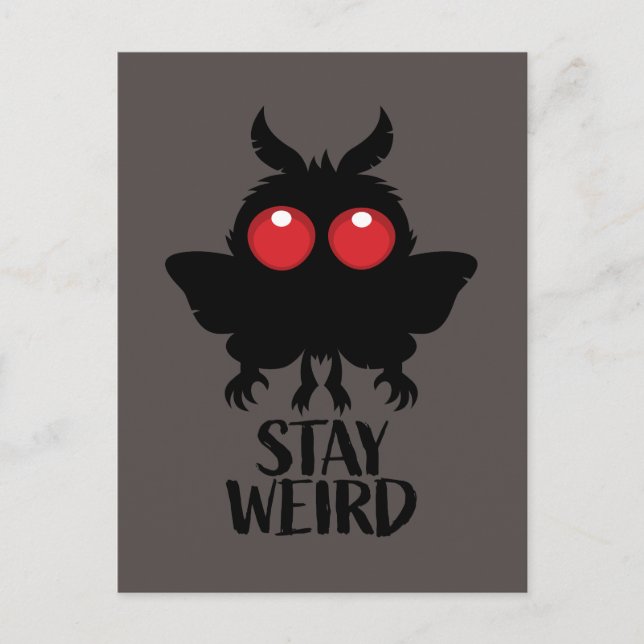 Cartão Postal Fique Estranho Criptozoologia Cute Mothman (Frente)