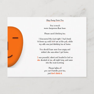 Cartão Postal Fique Longe do Chá Não da Cerveja Piada Divertida 