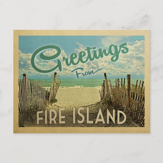 Cartão Postal Fire Island Viagens vintage (Frente)