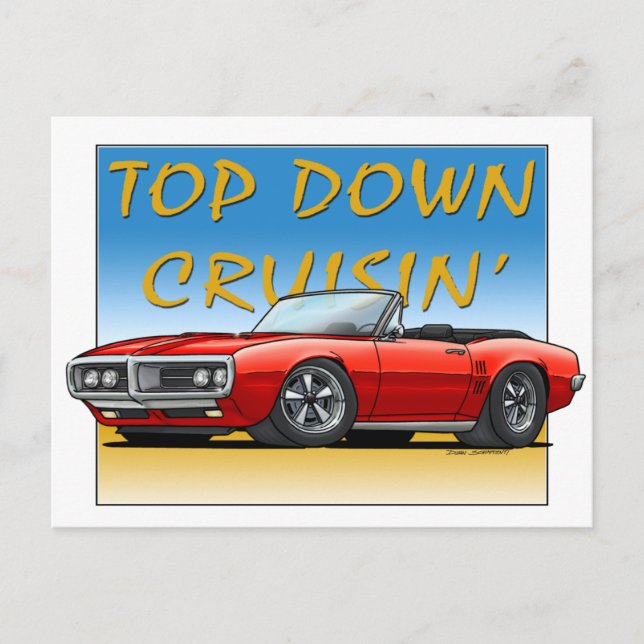 Cartão Postal Firebird vermelho conversível 68 (Frente)