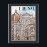 Cartão Postal Firenze Duomo<br><div class="desc">A Basilica di Papais noeis Maria del Fiore,  ou como é mais simplesmente conhecida,  o Duomo,  juntamente com o Battistero di San Giovanni visto da Piazza del Duomo em Florença,  Toscana,  Itália</div>