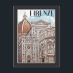 Cartão Postal Firenze Duomo<br><div class="desc">A Basilica di Papais noeis Maria del Fiore,  ou como é mais simplesmente conhecida,  o Duomo,  juntamente com o Battistero di San Giovanni visto da Piazza del Duomo em Florença,  Toscana,  Itália</div>