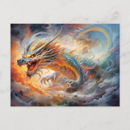 Cartão Postal Firestorm Wrath – Chinese Airbrush Dragon in Flame