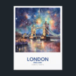 Cartão Postal Fireworks Over Tower Bridge - Londres, Inglaterra<br><div class="desc">Este design de aquarela apresenta a Torre Bridge como um fogos de artifício coloridos que exibe luzes no céu noturno em Londres, Inglaterra. Deixemo-nos levar para o Reino Unido com esta visão inspiradora de uma das visões mais icônicas da cidade.</div>