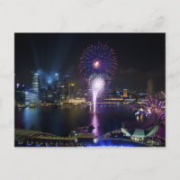 Fireworks Show no Boat Quay Singapore City Skyline