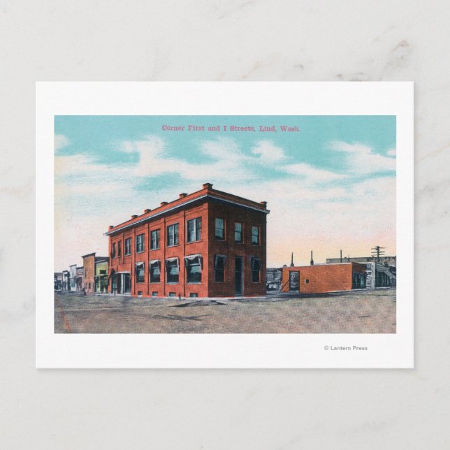 Cartão Postal First and I Street CornerLind, WA (Frente)