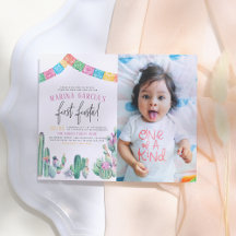 First Fiesta Cactus Cute Girl Birthday Party Photo