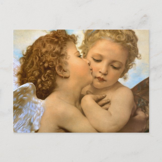 Cartão Postal First Kiss (detalhe de anjo), de Bouguereau (Frente)