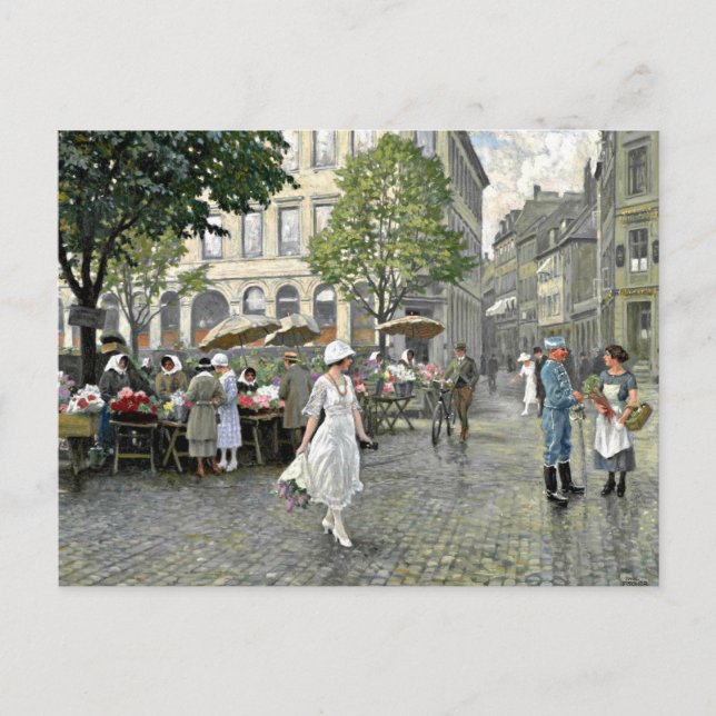 Cartão Postal Fischer - Dia do Mercado em Hojbro Plads, Copenhag (Frente)