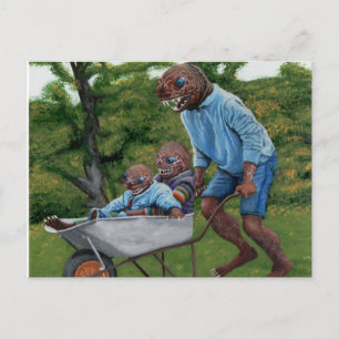Cartão Postal Fish Man Autumn Fantasia Art Postcard
