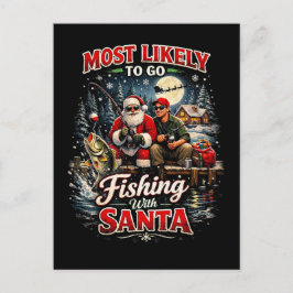Cartão Postal Fishing with Santa