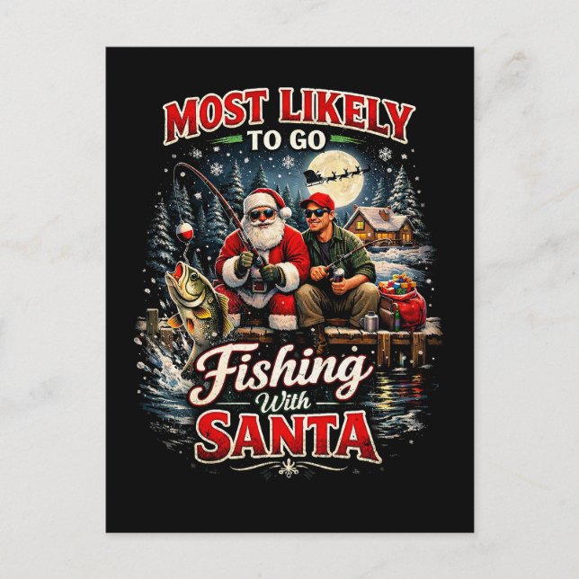 Cartão Postal Fishing with Santa (Frente)