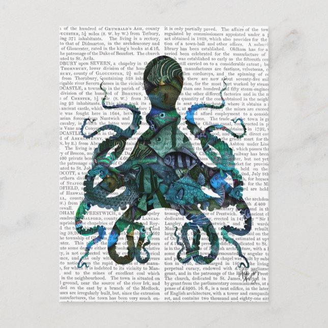 Cartão Postal Fishy Blue Octopus (Frente)
