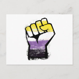 Cartão Postal Fist de Protesto de Orgulho Não-Binário